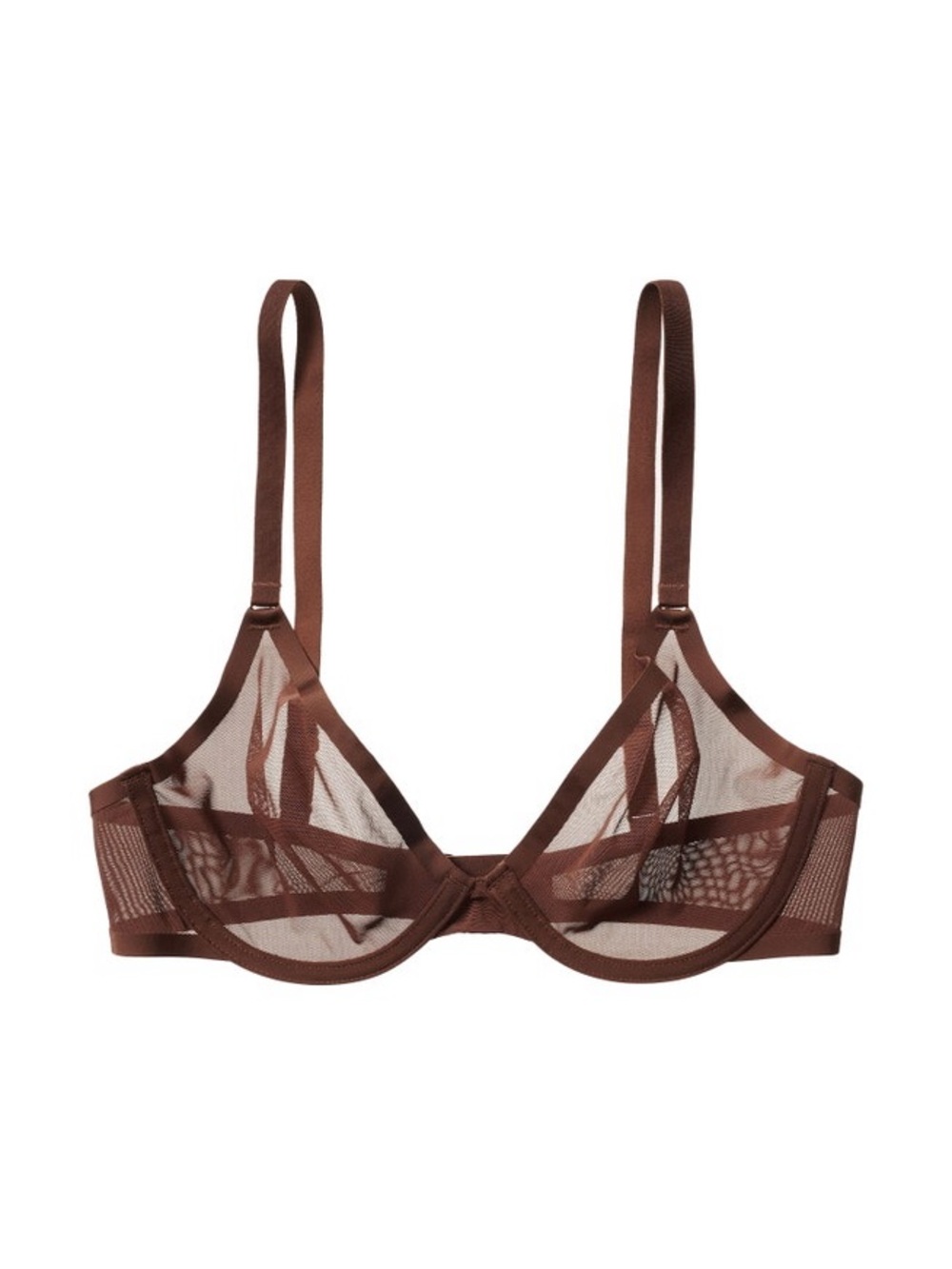CUUP The Plunge Mesh Bra NWOT Espresso Brown Size 34D Sheer Minimalist Underwire